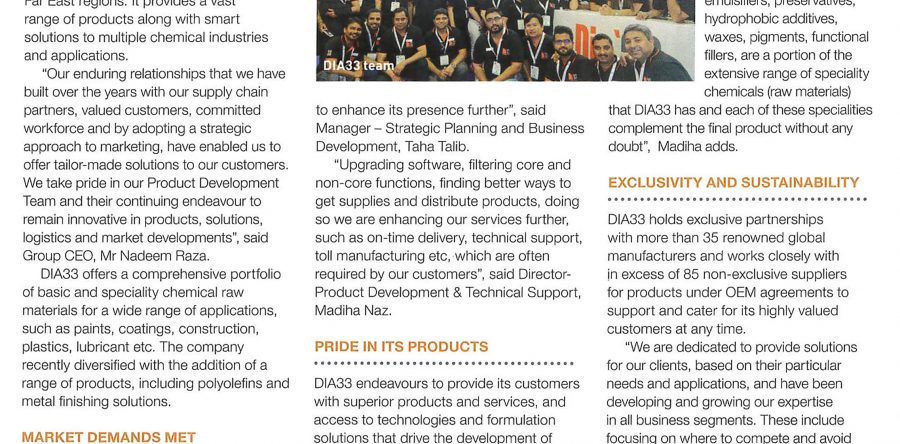DIA33 endeavours to provide its customers with superior products and services, reviewed by PPCJ for 2017.